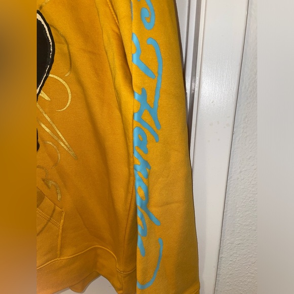 ED HARDY CROUCHING PANTHER HOODIE New With Tags Size XXL GOLD Yellow - Picture 7 of 7